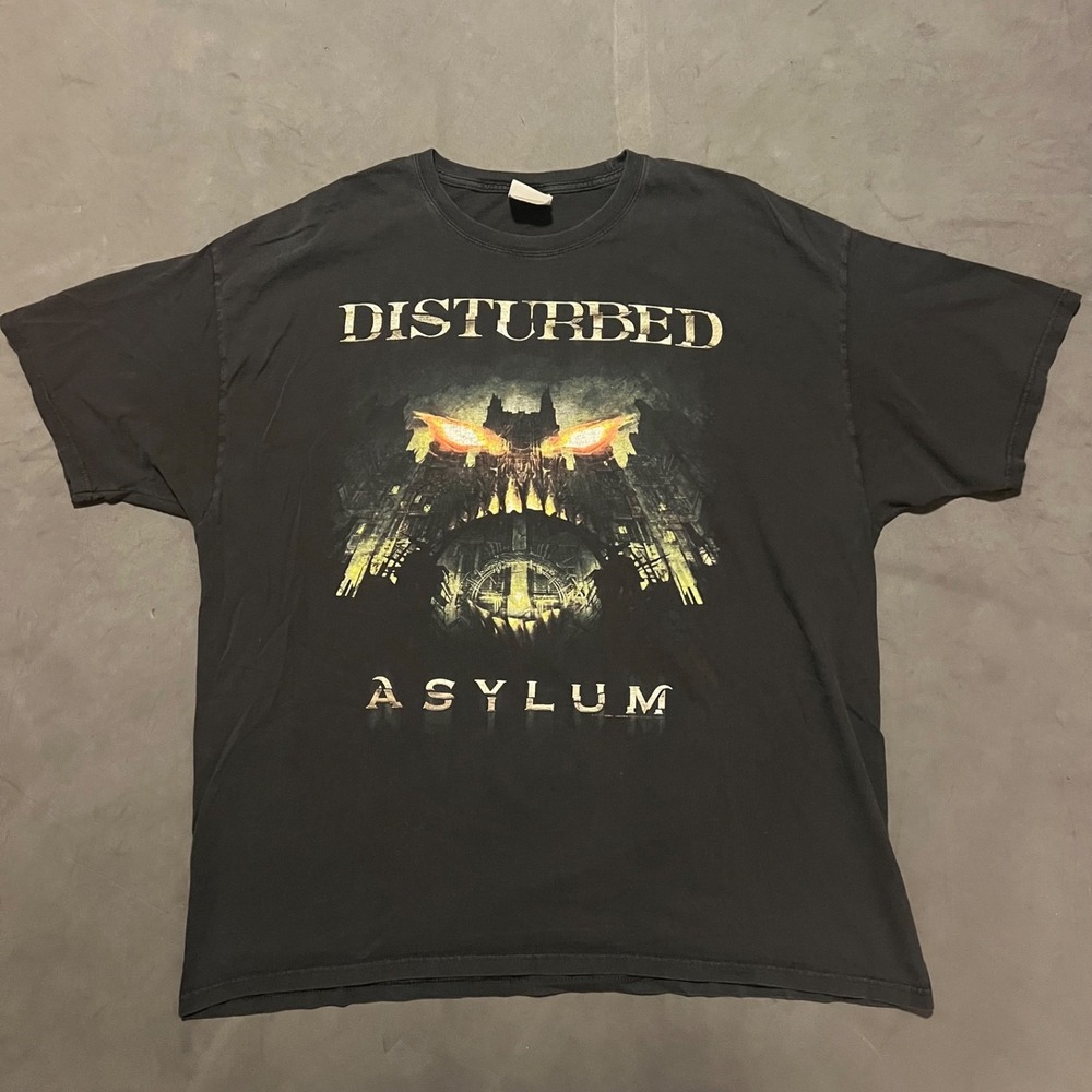 Disturbed Asylum Concert Tour 2010 T-Shirt Size 2XL Heavy Metal Band Tee hanes